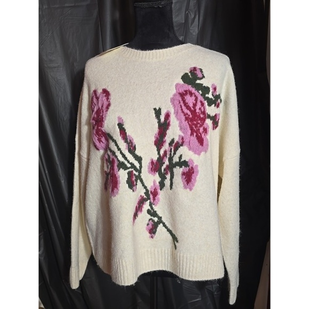 Ted Baker London Women's Sweater L Cream Floral Knit Pullover NWT‎ $175 MSRP
